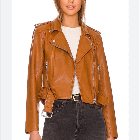 pistola Jackets & Blazers - Pistola REVOLVE Tracy Moto Faux Leather Jacket in Cognac Brown New size XS